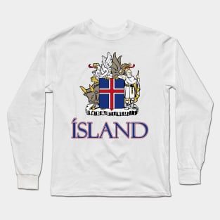 Iceland (in Icelandic) - National Coat of Arms Design Long Sleeve T-Shirt